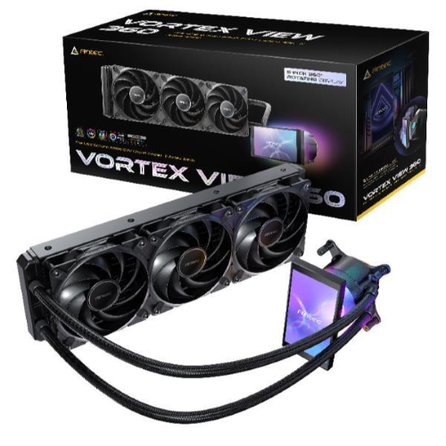 ANTEC VORTEX VIEW 360 AIO CPU LIQUID COOLER DISSIPATORE A LIQUIDO PER CPU DISPLAY DA 5" IPS LGA115X/1200/1700/1851 AMD AM4/AM5 NERO